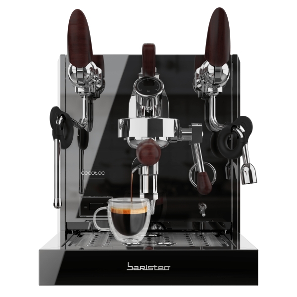 cecotec baristeo excelsa cafetera espresso capacidad 330ml presion 15bar deposito de 330ml pantalla digital temperatura regulable acero inoxidable color negro