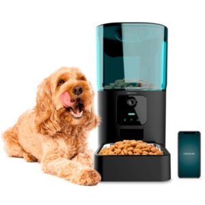 cecotec pumba 6000 purrfect meal smart vision comedero automatico para mascotas con microfono capacidad 6l cuenco de acero inoxidable wifi control con app color negro y azul