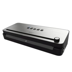 cecotec foodcare sealvac 140 steelcut envasadora al vacio 140w presion 0.75bar luz led silencioso acero inoxidable admite bolsas genericas funcion vacio para botes color negro y plateado
