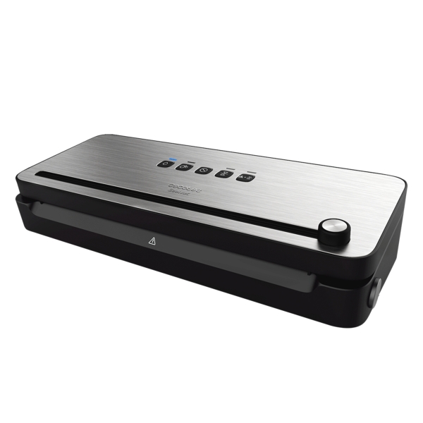 cecotec foodcare sealvac 140 steelcut envasadora al vacio 140w presion 0.75bar luz led silencioso acero inoxidable admite bolsas genericas funcion vacio para botes color negro y plateado