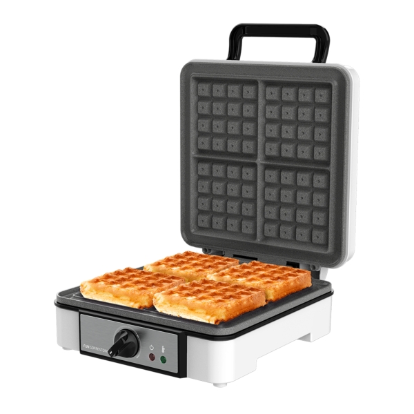 cecotec fun gofrestone 4inox gofrera cuadruple 1200w antiadherente temperatura regulable acero inoxidable base antideslizante asa de tacto frio indicador luminoso color blanco y negro