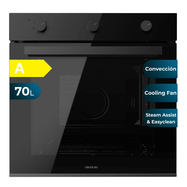 cecotec bolero hexa m236000 dark inox time a horno multifuncion integrable potencia 2800w capacidad 70l puerta triple de cristal 6 funciones color negro