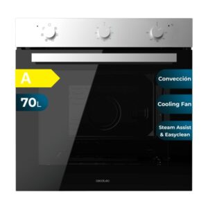 cecotec bolero hexa m236000 inox time a horno multifuncion integrable potencia 2800w capacidad 70l puerta triple de cristal 6 funciones color negro y plateado