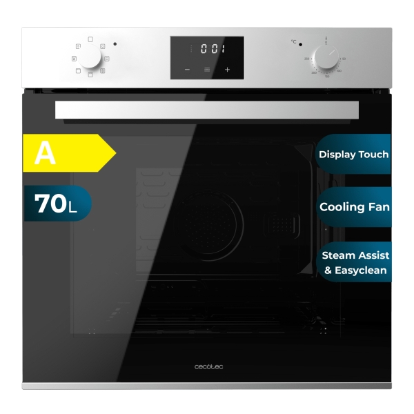 cecotec bolero hexa m226001 line a horno multifuncion integrable potencia 2800w capacidad 70l control tactil puerta triple de cristal 7 funciones color negro y plateado