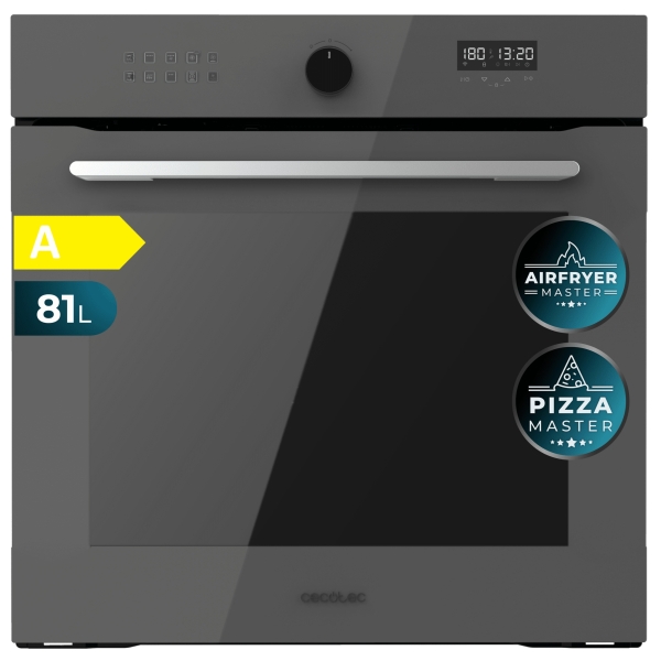 cecotec bolero hexa af316000 glass grey a horno integrable capacidad 81l temperatura regulable piedra para pizzas de 35cm guias telescopicas pantalla tactil 11 funciones color gris oscuro
