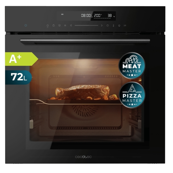 cecotec bolero hexa sm406000 glass black a+ horno integrable con microondas 2900w capacidad 72l temperatura regulable acero inoxidable guias telescopicas pantalla tactil color negro