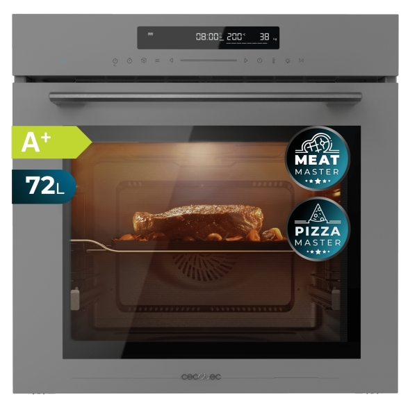 cecotec bolero hexa sm406000 glass grey a+ horno integrable con microondas 2900w capacidad 72l temperatura regulable acero inoxidable guias telescopicas pantalla tactil color gris