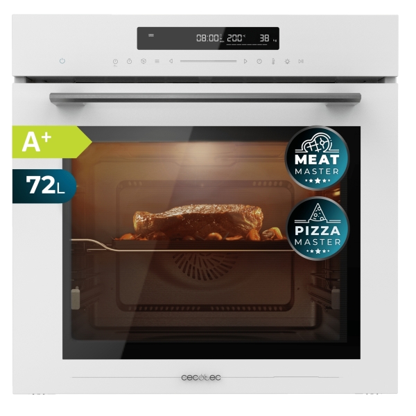 cecotec bolero hexa sm406000 glass white a+ horno integrable con microondas 2900w capacidad 72l temperatura regulable acero inoxidable guias telescopicas pantalla tactil color blanco