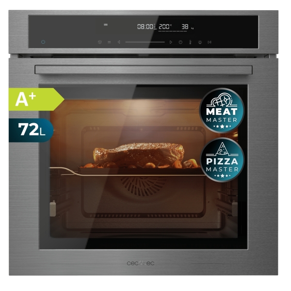 cecotec bolero hexa sm406000 line a+ horno integrable con microondas 2900w capacidad 72l temperatura regulable acero inoxidable guias telescopicas pantalla tactil color gris