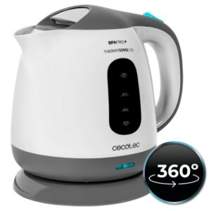 cecotec thermosense 120 hervidor de agua de 1l potencia 1100w libre de bpa base 360º independiente filtro antical apagado automatico color blanco