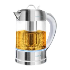 cecotec thermosense 370 clear hervidor de agua de 1.7l 2200w libre de bpa base 360º independiente luz led temperatura regulable filtro antical autoapagado acero inoxidable