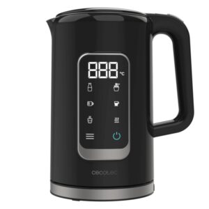cecotec thermosense 500 touch hervidor de agua de 1.7l potencia 2200w base 360º pantalla digital temperatura regulable acero inoxidable apagado automatico color negro