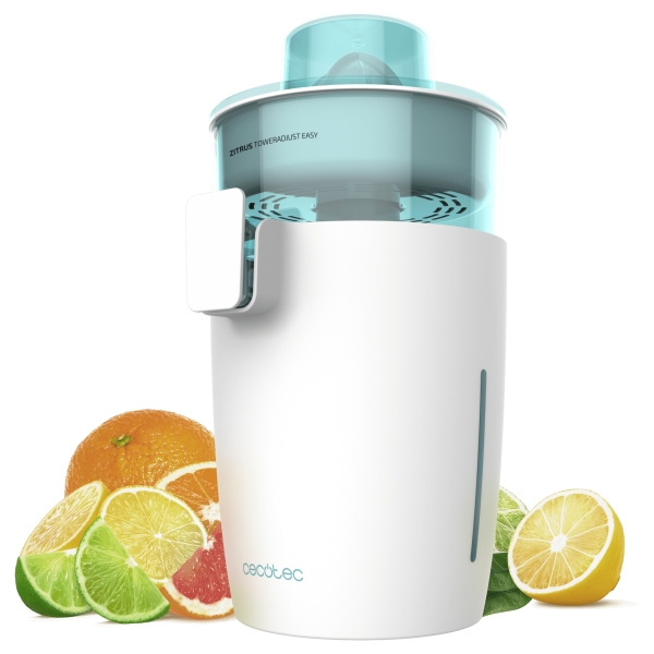 cecotec zitrus toweradjust easy 800 white exprimidor electrico potencia 800w capacidad 0.5l boquilla antigoteo filtro con regulador de pulpa conos desmontables color blanco