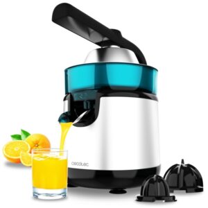cecotec essentialvita hyden 120 steel exprimidor electrico de brazo potencia 120w capacidad 250ml boquilla antigoteo acero inoxidable conos desmontables color blanco