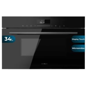 cecotec bolero hexa mw703800 glass black microondas integrable con grill capacidad 34l temperatura regulable panel tactil acabado en vidrio bloqueo infantil color negro