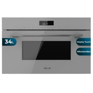 cecotec bolero hexa mw703800 glass grey microondas integrable con grill capacidad 34l temperatura regulable panel tactil acabado en vidrio bloqueo infantil color gris
