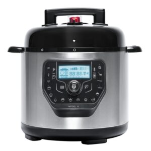 cecotec h deluxe olla gm programable con tapa abatible capacidad 6l antiadherente bascula pantalla lcd ergonomico temperatura regulable hasta 200ºc control por voz color negro y plateado