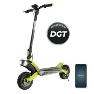 cecotec bongo v55 2x2 connected patinete electrico 1600w autonomia hasta 55km ruedas 10" doble suspension frenado e abs homologado por la dgt control con app color negro y amarillo