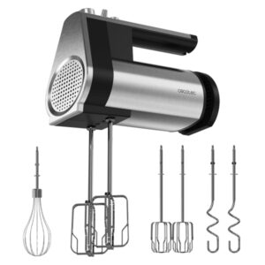 cecotec powertwist 500 full steel batidora de varillas potencia 500w velocidad ajustable incluye accesorios ergonomico acero inoxidable funcion turbo color negro y plateado
