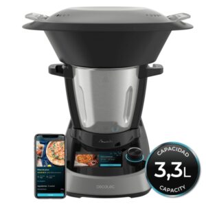 cecotec mambo touch robot de cocina jarra de acero inoxidable 3.3l bascula control por app recetario apto para lavavajillas pantalla tactil funcion autolimpieza color negro y plateado