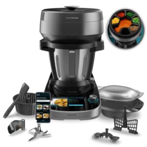 cecotec mambo cooking victory robot de cocina con dispensador de alimentos automatico jarra de acero inoxidable 4.5l pantalla tactil de 7" recetario vaporera color negro y gris