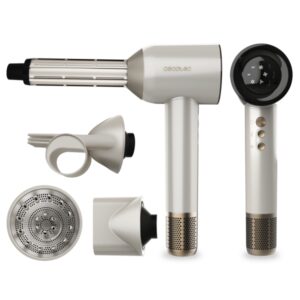 cecotec dryglam waves champagne secador de pelo 4 en 1 potencia 1600w velocidad 110000rpm pantalla digital silencioso temperatura regulable motor sin escobillas color blanco