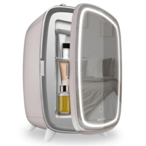 cecotec coolingbeauty 6000 mirror rose nevera para cosmeticos con espejo capacidad 6l luz led con 3 intensidades silencioso enfriamiento hasta 10ºc color rosa palido