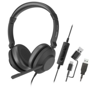 axtel one auriculares con microfono usb conexion usb a y usb c controles de audio integrados estereo