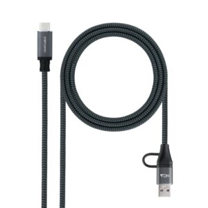 nanocable cable usb 3.2 gen2x2 5a/100w usb c + usb a/m a usb c/m 3m color gris