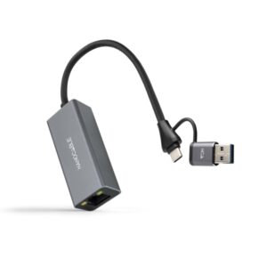 nanocable adaptador de red usb c + usb a/m 3.0 a ethernet gigabit 10/100/1000 mbps 15 cm color gris