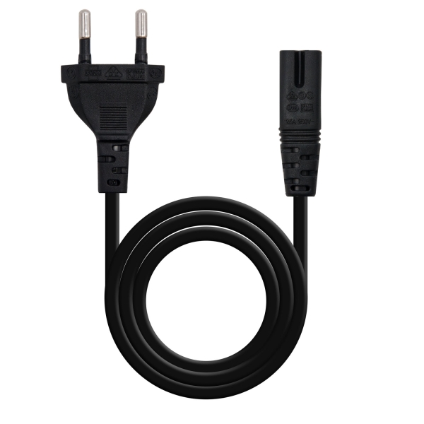 nanocable cable de alimentacion forma 8 cee7/16 macho a c7 hembra 2m color negro
