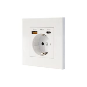 nanocable roseta base de enchufe de pared empotrable tipo schuko 1xusb a qc 3.0, 1xusb c pd 3.4a color blanco