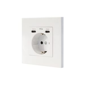 nanocable roseta base de enchufe de pared empotrable tipo schuko 2xusb c pd 3.4a color blanco