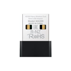 mercusys ma20n adaptador usb wifi doble banda ac650 hasta 433mbps 5ghz, hasta 200mbps 2.4ghz color negro