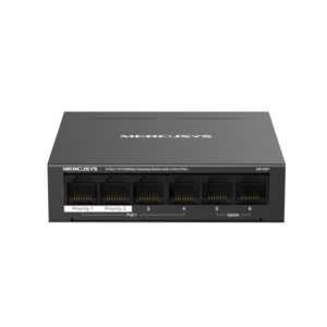mercusys ms106p swtich 6 puertos rj45 10/100mbps 4 puertos poe+ color negro
