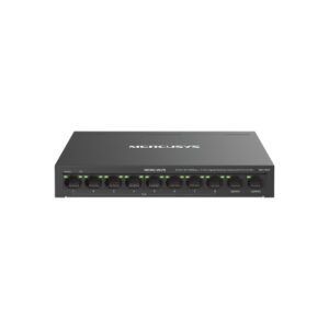 mercusys ms110cp swtich 10 puertos rj45 8 puertos 10/100mbps poe+ 2 puertos gigabit hasta 250 metros de alcance color negro