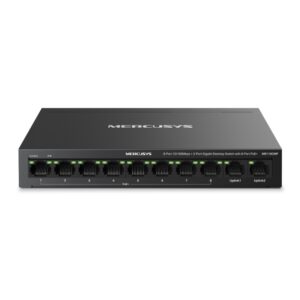 mercusys ms110cmp swtich 10 puertos rj45 8 puertos 10/100mbps poe+ 2 puertos gigabit hasta 250 metros de alcance color negro
