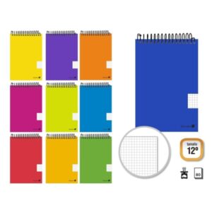 golden cuaderno espiral apaisado 80 hojas 60grs cuadricula 4x4 tamaño 12º colores surtidos