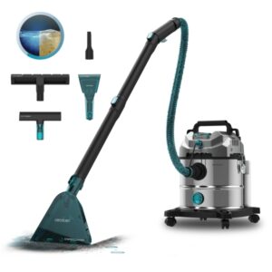 cecotec conga carpetclean 20000 pro ultra aspirador para tapiceria de solidos y liquidos 1600w 21kpa 2 depositos de 20l y 4.2 l incluye accesorios radio accion 8.5m pulverizador color acero y negro