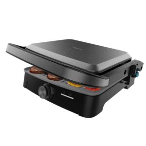 cecotec rock'ngrill 2000 full open parrilla electrica 2000w antiadherente temperatura regulable apertura 180º bandeja recogegrasas superficie cocinado 279x229mm color gris