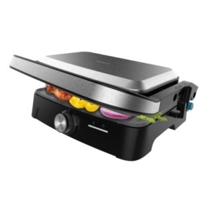 cecotec rock'ngrill 1500 full open parrilla electrica 1500w temperatura regulable antiadherente apertura 180º bandeja recogegrasas superficie cocinado 281x173mm color acero