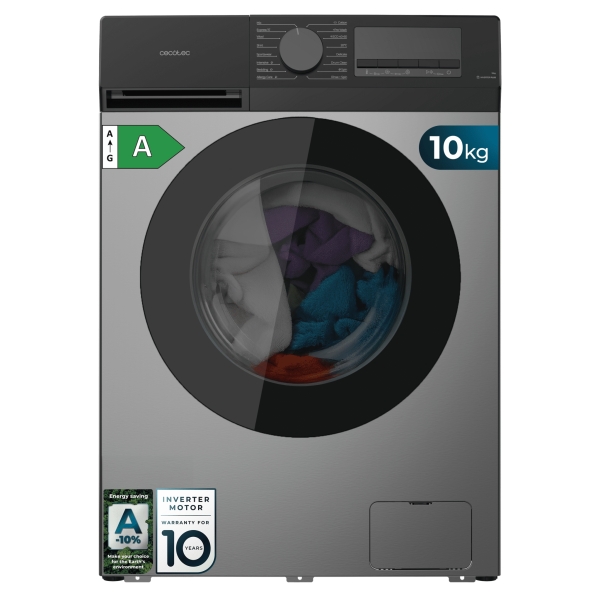 cecotec bolero dresscode 10450 inverter steel lavadora de carga frontal capacidad 10kg velocidad 1400rpm temperatura regulable display led motor inverter inicio programable color gris