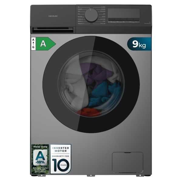 cecotec bolero dresscode 9450 inverter steel lavadora de carga frontal capacidad 9kg velocidad 1400rpm temperatura regulable display led motor inverter inicio programable color gris