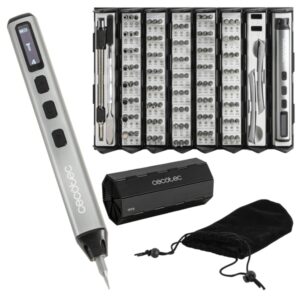 cecotec destornillador precissiongyro 5000 infinity auto atornillador inalambrico 128 piezas incluye accesorios estuche de plastico plegable magnetizador color plata