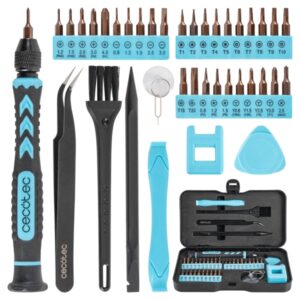 cecotec precissiongyro 100 set destornillador de precision 39 piezas incluye accesorios color negro y azul