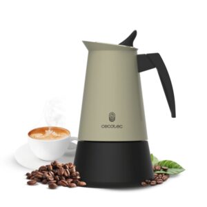 cecotec piccolina 900 green cafetera italiana para 10 tazas capacidad 450ml apta para todo tipo de cocinas acero inoxidable mango ergonomico y termoresistente color menta