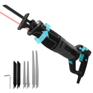 cecotec sierra de sable longflex 900 shockabsorber sierra de sable 850w luz led y laser corte de 150mm recorido 26mm mango rotatorio color negro y azul