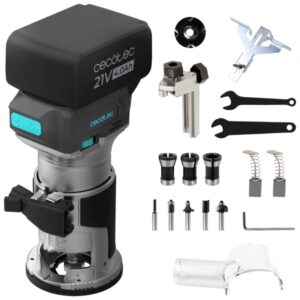 cecotec multishape 2000 liberty fresadora de mano inalambrica bateria 21v 4ah sistema de extraccion de polvo incluye accesorios cabezales incluidos color acero