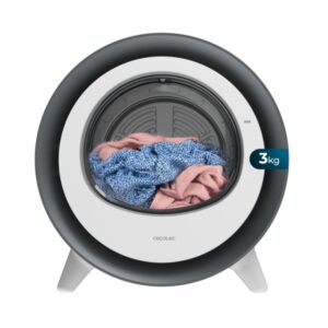 cecotec bolero dresscode dry 3500v silver mini secadora de evacuacion 3kg temperatura regulable 8 programas luz ultravioleta tambor de acero inoxidable inicio programable color negro y blanco