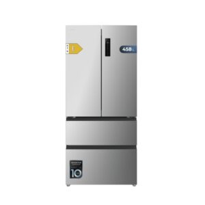 cecotec bolero coolmarket f2d 458 sbi inox e frigorifico puerta francesa de 4 puertas capacidad 458l silencioso 37db luz led pantalla led compresor inverter modo vacaciones color acero